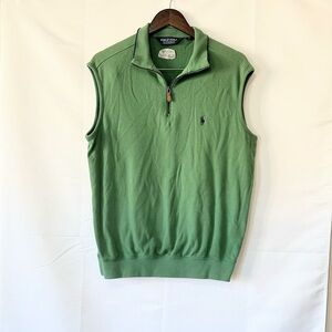 Polo Ralph Lauren Green Zip-Up Vest with Soft Knitted Fabric